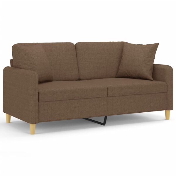 vidaXL 2-Sitzer-Sofa mit Zierkissen Braun 140 cm Stoff