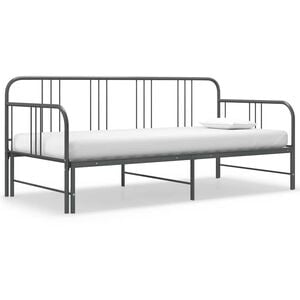 vidaXL Ausziehsofa Bettgestell Grau Metall 90x200 cm