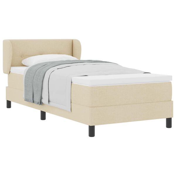 vidaXL Boxspringbett mit Matratze mit Kopfteil Creme 90 x 190 cm Stoff