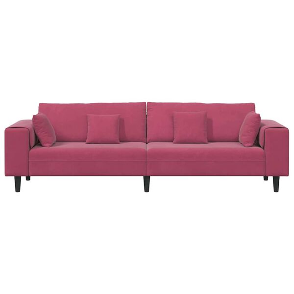 vidaXL Sofa mit Kissen Weinrot 250 x 77 x 76 cm Samt