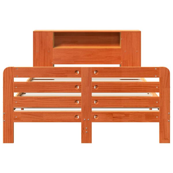 vidaXL Massivholzbett ohne Matratze Wachsbraun 140x190 cm Kiefernholz