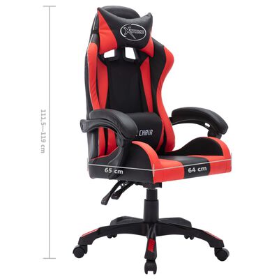 vidaXL Gaming-Stuhl mit RGB LED-Leuchten Rot und Schwarz Kunstleder