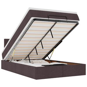vidaXL Ottoman-Bett mit Matratze & LEDs Dunkelbraun 120x200 cm Stoff