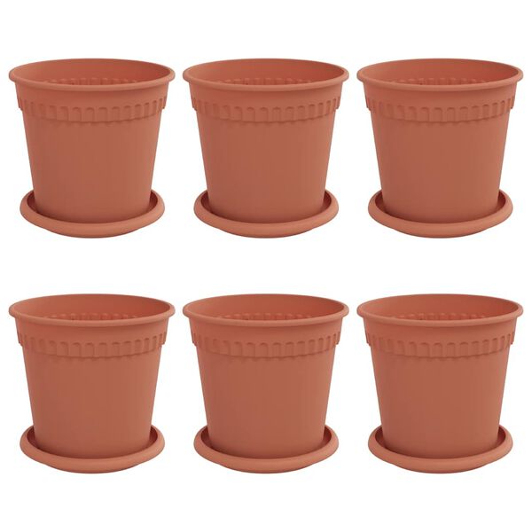 vidaXL Blument&ouml;pfe 6 pcs Ziegelrot &Oslash; 17 x 14 cm Kunststoff
