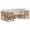 vidaXL Outdoor-Sofagarnitur mit Kissen 6 pcs Natur Polyester