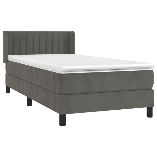 vidaXL Boxspringbett mit Matratze Dunkelgrau 90x200 cm Samt