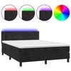 vidaXL Boxspringbett mit Matratze & LED Schwarz 140x200 cm Samt