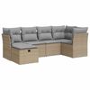vidaXL 6-tlg. Garten-Sofagarnitur mit Kissen Beige Poly Rattan