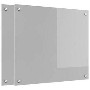 vidaXL K&uuml;chenr&uuml;ckwand 2 pcs Hellgrau 70 x 60 cm Geh&auml;rtetes Glas