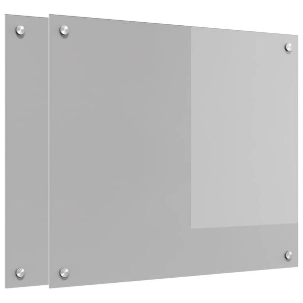 vidaXL K&uuml;chenr&uuml;ckwand 2 pcs Hellgrau 70 x 60 cm Geh&auml;rtetes Glas