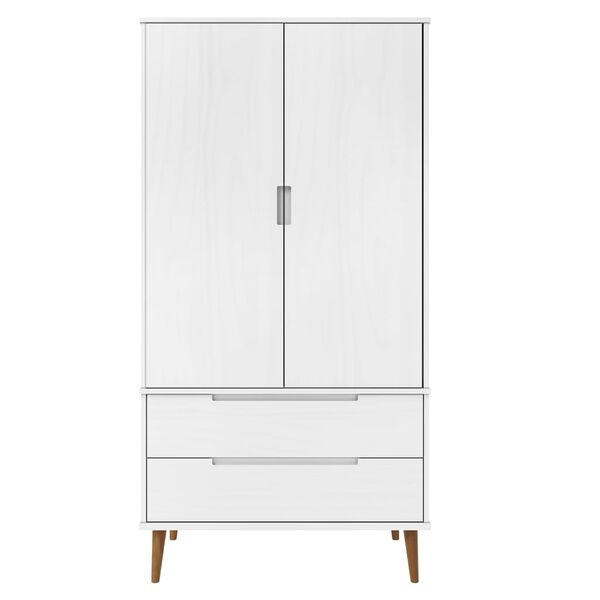 vidaXL Kleiderschrank MOLDE Weiß 90x55x175 cm Massivholz Kiefer