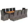 vidaXL 11-tlg. Garten-Essgruppe mit Kissen Grau Poly Rattan