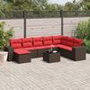 vidaXL 9-teiliges Gartensofa-Set mit Kissen, braun, Polyrattan