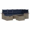 vidaXL Garten-Sofa-Set mit Kissen mit Speicher 7 pcs Grau Poly Rattan