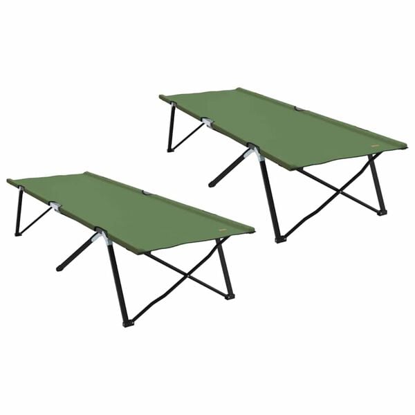 vidaXL Klapp Schlafbett f&uuml;rs Camping 2 pcs Gr&uuml;n 206 x 76 x 74 cm