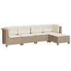 vidaXL 5-tlg. Garten-Sofagarnitur mit Kissen Beige Poly Rattan