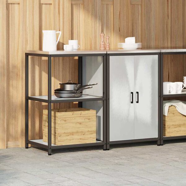 vidaXL Aufbewahrungsset f&uuml;r die K&uuml;che mit Regal 2 pcs Silber Edelstahl