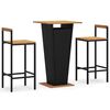 vidaXL 3-tlg. Gartenbar-Set Schwarz Poly Rattan & Massivholz Akazie