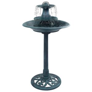 vidaXL Vogelbad mit Springbrunnen Gr&uuml;n 50&times;91 cm Kunststoff