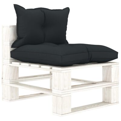 vidaXL Garten-Palettensofa 4-Sitzer mit Kissen in Anthrazit Holz