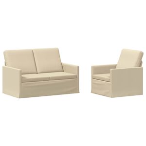 vidaXL Sofa-Set 2 pcs Creme Stoff