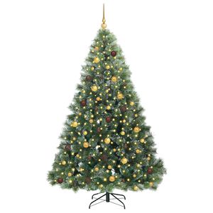 vidaXL K&uuml;nstlicher Weihnachtsbaum mit 300 LEDs Gr&uuml;n 210 cm PE und PVC