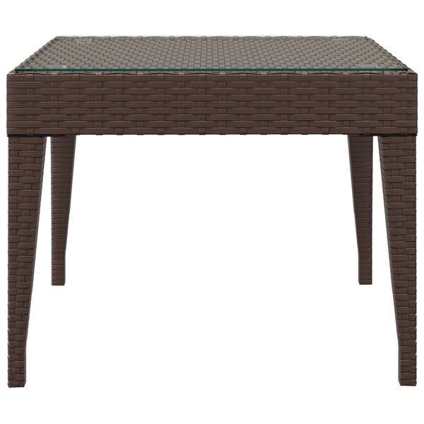 vidaXL Beistelltisch Braun 50x50x38 cm Poly Rattan und Hartglas