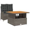 vidaXL 2-tlg. Garten-Essgruppe mit Kissen Grau Poly Rattan