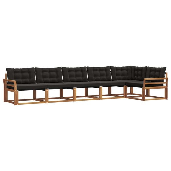 vidaXL Outdoor-Sofagarnitur mit Kissen 6 pcs Nat&uuml;rlich und Schwarz