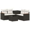 vidaXL Sofa Set 6 stk. Schwarz und Cremewei&szlig; Polyrattan und Stahl