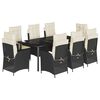 vidaXL 9-tlg. Garten-Essgruppe mit Kissen Schwarz Poly Rattan