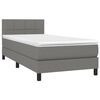 vidaXL Boxspringbett mit Matratze & LED Dunkelgrau 90x190 cm Stoff
