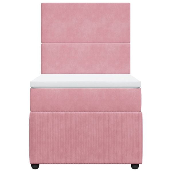 vidaXL Boxspringbett mit Matratze Rosa 90x190 cm Samt