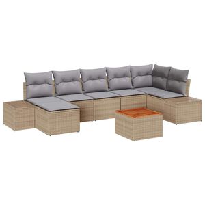 vidaXL Gartensofa-set mit Kissen 8 pcs Beige Poly-Rattan