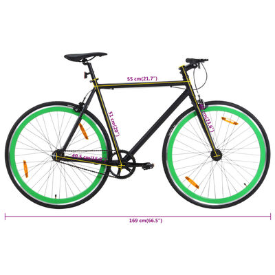 vidaXL Fahrrad mit Festem Gang Schwarz und Grün 700c 51 cm