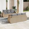 vidaXL 7-tlg. Garten-Sofagarnitur mit Kissen Beige Poly Rattan
