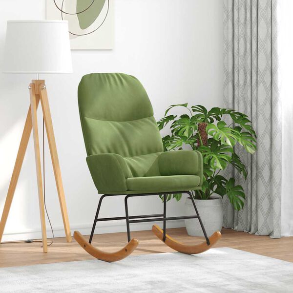 vidaXL Schaukelstuhl Hellgr&uuml;n Samt
