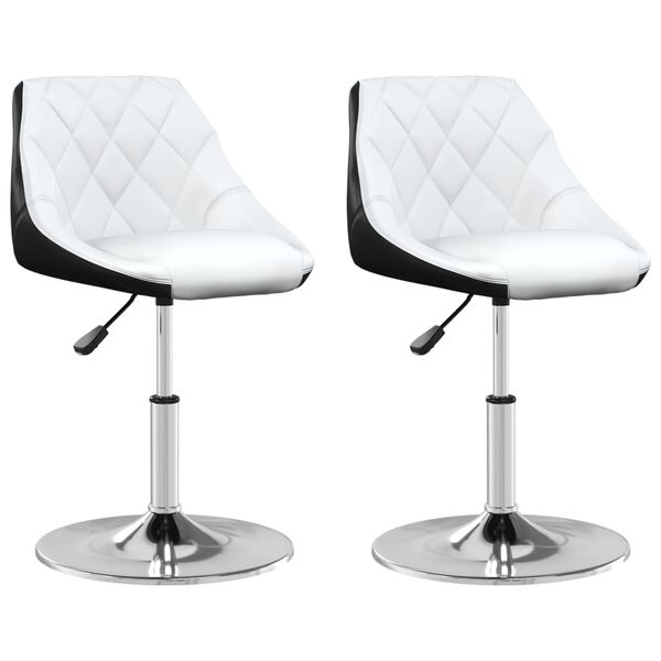 vidaXL Esszimmerst&uuml;hle 2 Stk. Drehbar Wei&szlig; und Schwarz Kunstleder