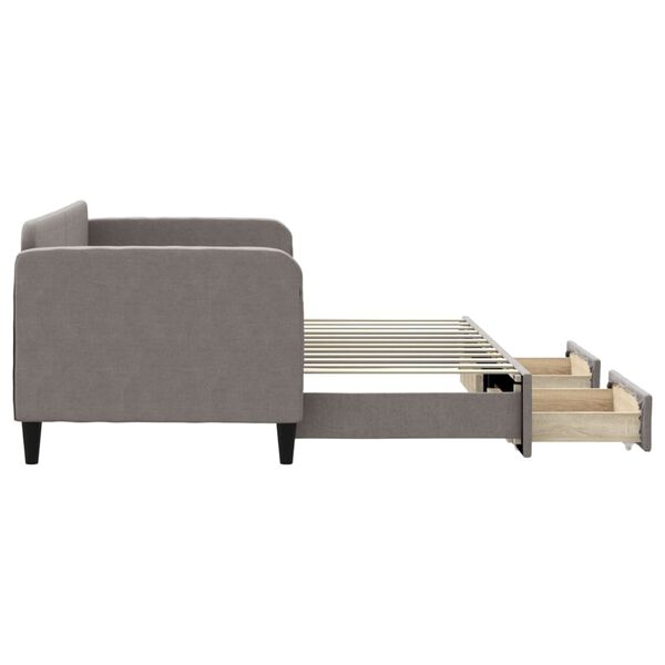 vidaXL Tagesbett Ausziehbar mit Schubladen Taupe 80x200 cm Stoff