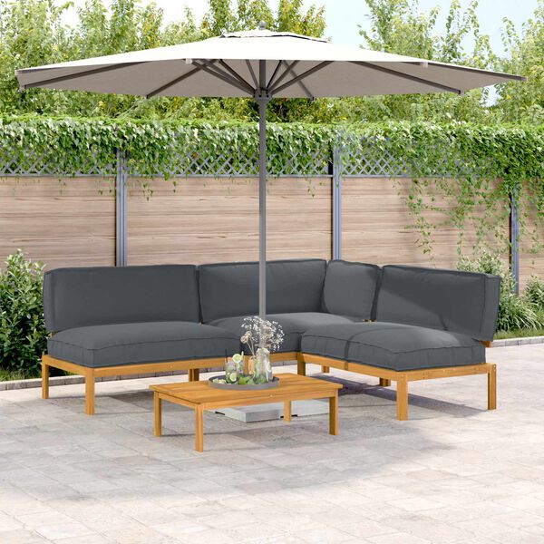 vidaXL Sofa Set mit Kissen Uni 4 pcs Anthrazit Massivholz Akazie