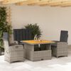 vidaXL 5-tlg. Garten-Essgruppe mit Kissen Grau Poly Rattan