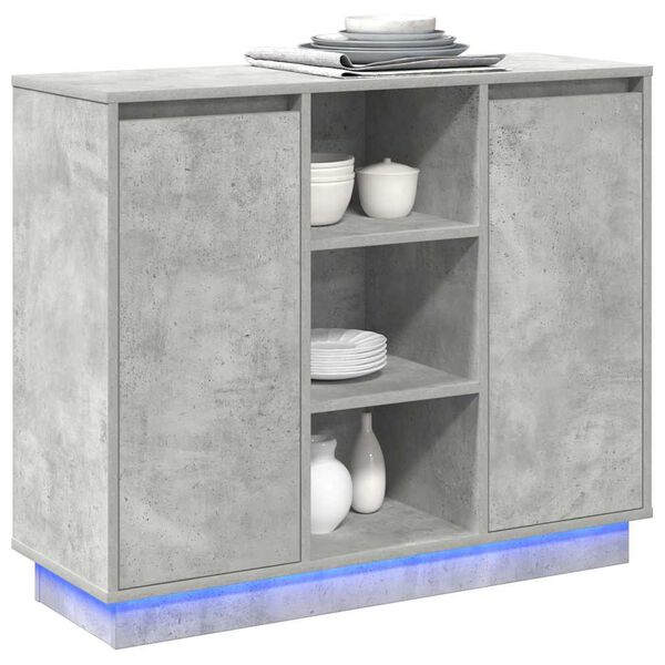 vidaXL LED-Sideboard Beton Grau 90 x 32 x 75 cm Holzwerkstoff