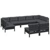 vidaXL 9-tlg. Garten-Lounge-Set mit Kissen Schwarz Massivholz Kiefer