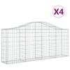 vidaXL Gabionen mit Hochbogen 4 Stk. 200x30x80/100 cm Verzinktes Eisen