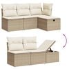 vidaXL 11-tlg. Garten-Sofagarnitur mit Kissen Beige Poly Rattan