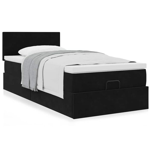 vidaXL Ottoman-Bett mit Matratze Schwarz 100x200 cm Samt