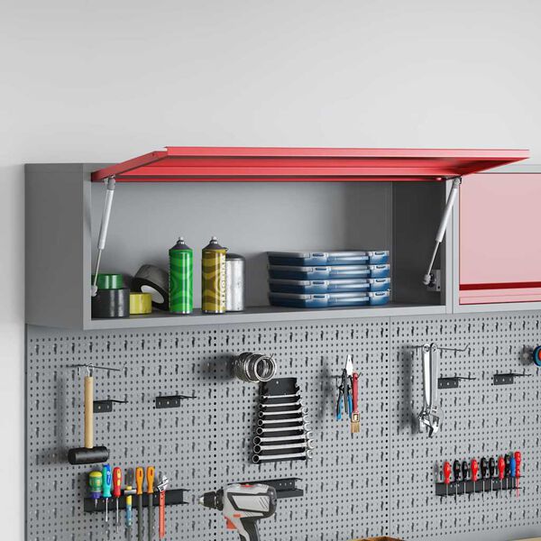 vidaXL Werkzeugschrank mit Speicher Rot und Grau 100 x 25 x 35 cm