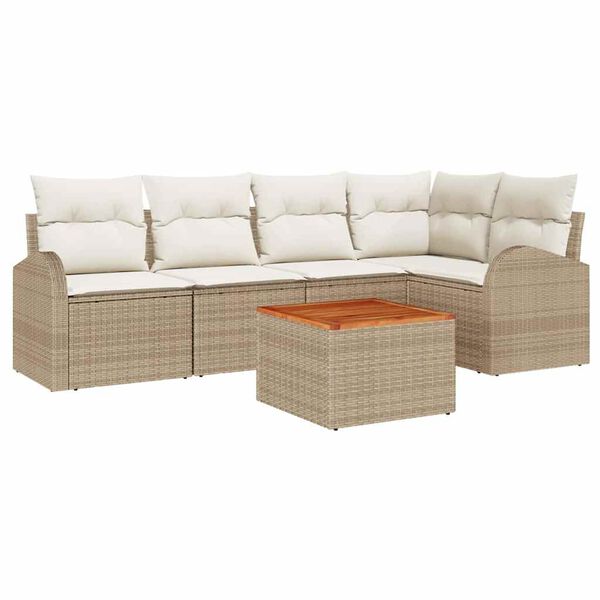 vidaXL Garten-Sofa-Set 6 pcs Beige und Wei&szlig;