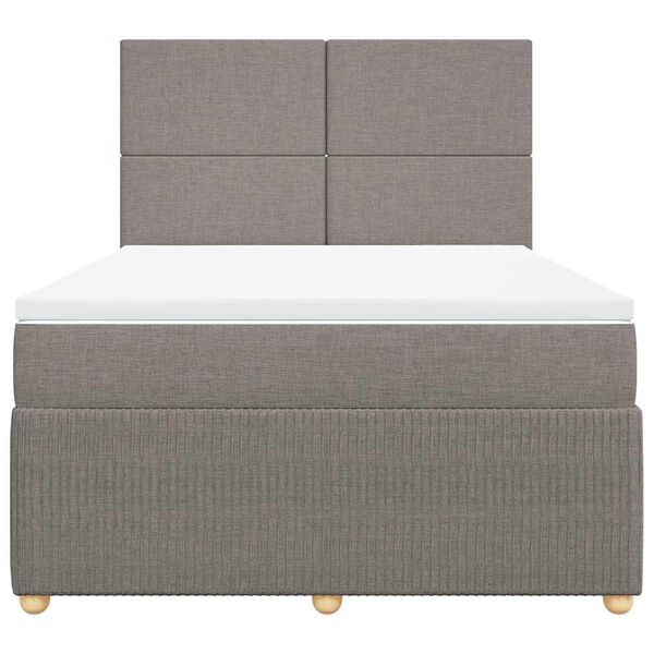 vidaXL Boxspringbett mit Matratze Taupe 160x200 cm Stoff