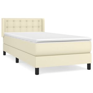vidaXL Boxspringbett mit Matratze Creme 100x200 cm Kunstleder